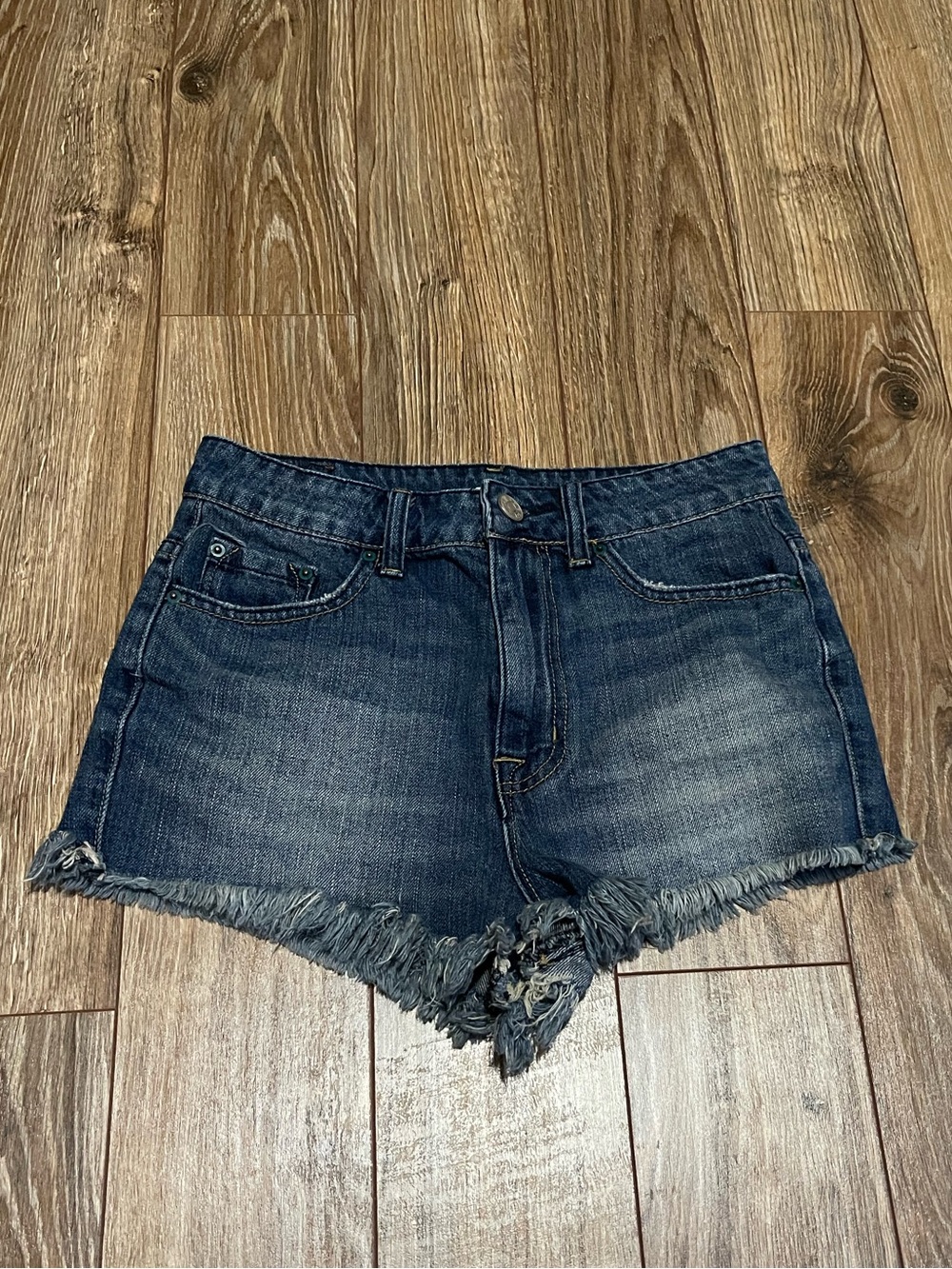 BDG Dark Blue Distressed Denim Shorts